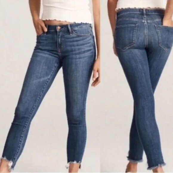Abercrombie & Fitch Harper Skinny Low Rise Ankle Jeans Frayed Hem Size 28/6R - Picture 1 of 10